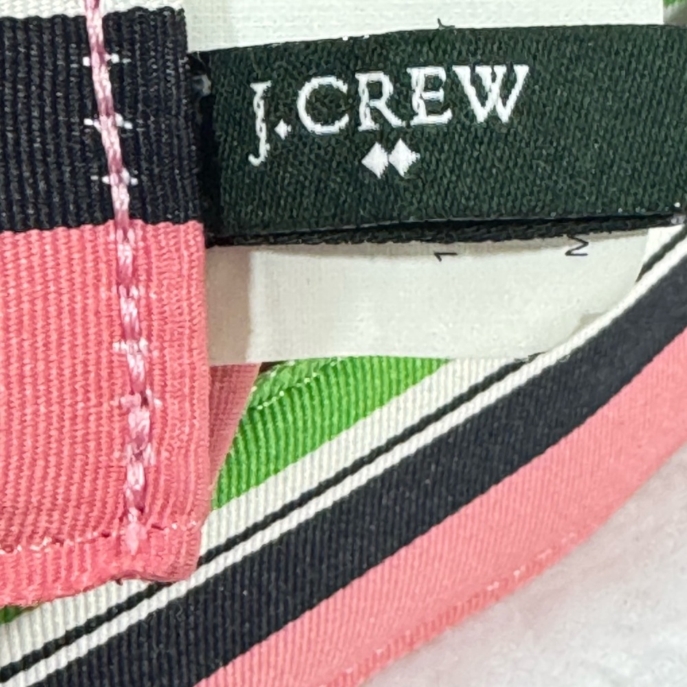 J. Crew Vibrant Preppy Pink Green Blue and White Striped Belt with Silver Rings - Picture 3 of 13